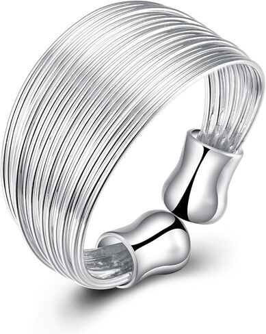 925 Sterling Silver Ring Minimalist High Polish Open Adjustable Rings Statement Ring Silver Jewelry for Women in Saudi Arabia