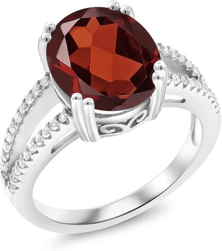 Gem Stone King 3-6 Cttw Gemstone Birthstone Ring For Women | 925 Sterling Silver | Wedding Anniversary Engagement Promise Ring | Oval 12X10MM | Size 5, 6, 7, 8, 9 in Saudi Arabia