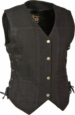Womens Denim 6 Pocket Side Lace Vest w/ Gun Pockets, Black Size XL in Saudi Arabia