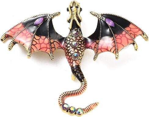 1Pc Dragon Alloy Brooch Animal Enamel Lapel Pin Badge for Backpack Clothes Brooches Badges Decorations Ornaments 70.5x61x10.5mm (2.78x2.4x0.41 inch) in Saudi Arabia