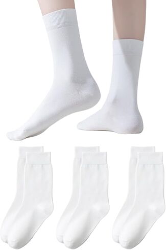 Womens Cotton Crew Socks Soft Dress Socks Bootie Sock for Business Trouser Casual,Non-Binding in Saudi Arabia