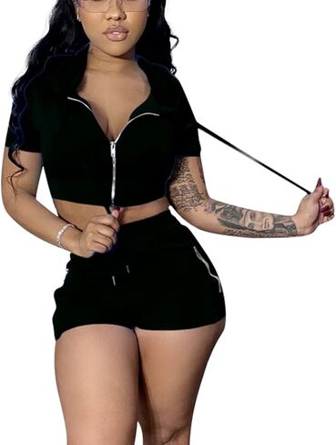 Mrskoala Women's 2 Piece Outfits Summer Bodycon Short Pants Workout Sets in Saudi Arabia