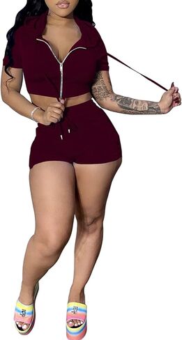 Mrskoala Women's 2 Piece Outfits Summer Bodycon Short Pants Workout Sets in Saudi Arabia