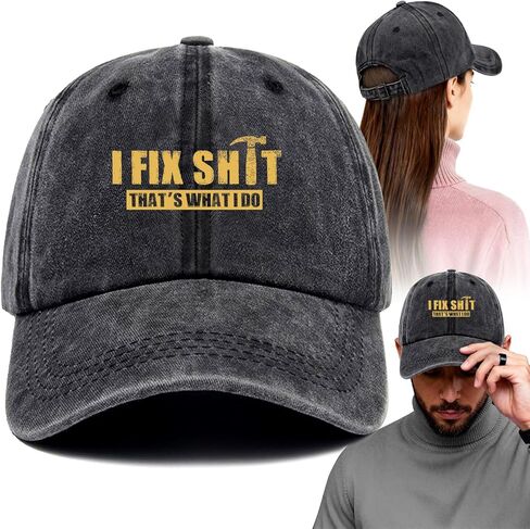 I Fix Shit Cap That's What I Do Funny Printed Cotton Baseball Cap Adjustable Retro Washed Lightweight and Breathable Unisex Outdoor Trucker Hat, for Birthday Father's Day Men Dad Grandpa Husband Gifts in Saudi Arabia