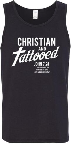 قميص بدون أكمام للرجال من Christian and Tattooed John 7:24 ملهم/مسيحي in Kuwait