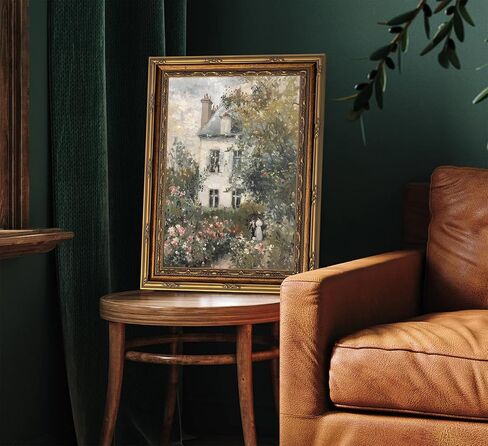 Gold Framed Vintage Floral Canvas Wall Art Rose Garden Painting Picture Wall Decor Neutral English Cottage Poster Print Artwork for Living Room Bedroom Country Home Decoration 9x11in in Saudi Arabia