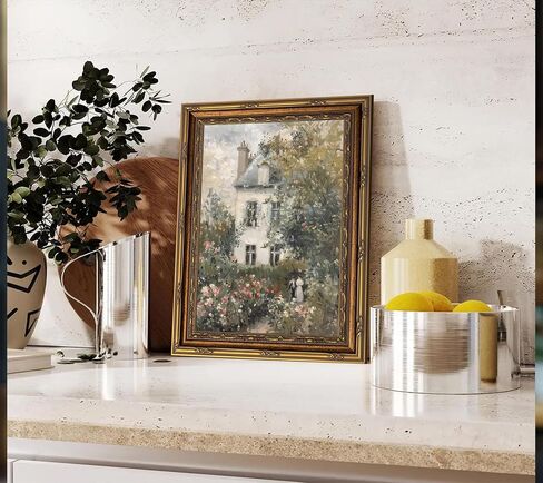 Gold Framed Vintage Floral Canvas Wall Art Rose Garden Painting Picture Wall Decor Neutral English Cottage Poster Print Artwork for Living Room Bedroom Country Home Decoration 9x11in in Saudi Arabia