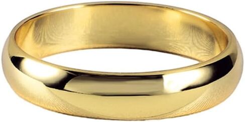 Minimalist Wedding Band Ring for Women Men Gold Plated Fashion Polished Stackable 4mm Dome Finger Rings Comfort Fit Simple Classic Promise Engagement Holiday Anniversary Jewelry Gift in Saudi Arabia