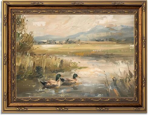 Gold Framed Vintage Floral Canvas Wall Art Rose Garden Painting Picture Wall Decor Neutral English Cottage Poster Print Artwork for Living Room Bedroom Country Home Decoration 9x11in in Saudi Arabia