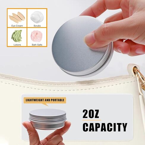 64Pack 2oz Aluminum Tin Jars, Metal Round Tins with Screw Lid for Lotion Bars, Balms, Cream, Salve, Spices, Toiletries in Saudi Arabia