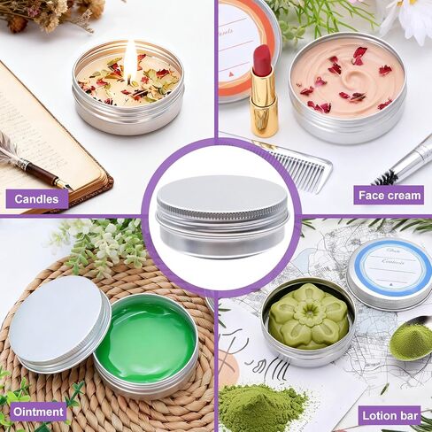64Pack 2oz Aluminum Tin Jars, Metal Round Tins with Screw Lid for Lotion Bars, Balms, Cream, Salve, Spices, Toiletries in Saudi Arabia
