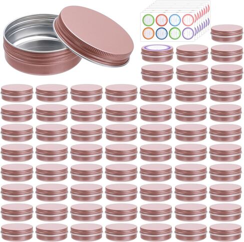 64Pack 2oz Aluminum Tin Jars, Metal Round Tins with Screw Lid for Lotion Bars, Balms, Cream, Salve, Spices, Toiletries in Saudi Arabia