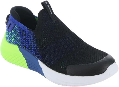 Skechers Kids Boys Ultra Flex 3.0 Sneaker, Black/Blue/Lime, 12 in Saudi Arabia