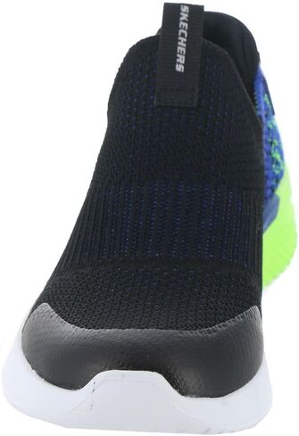 Skechers Kids Boys Ultra Flex 3.0 Sneaker, Black/Blue/Lime, 12 in Saudi Arabia
