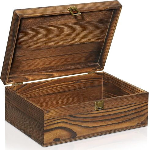 Large Wooden Keepsake Box, Vintage Storage Box with Hinged Lid, Decorated Wooden Memory Box for Crafts Art Hobbies Photos and Valentine's Day Decoration in Saudi Arabia