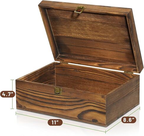 Large Wooden Keepsake Box, Vintage Storage Box with Hinged Lid, Decorated Wooden Memory Box for Crafts Art Hobbies Photos and Valentine's Day Decoration in Saudi Arabia