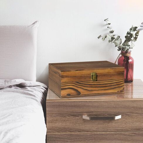 Large Wooden Keepsake Box, Vintage Storage Box with Hinged Lid, Decorated Wooden Memory Box for Crafts Art Hobbies Photos and Valentine's Day Decoration in Saudi Arabia