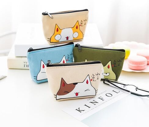 Cat Coin Purses Women Wallets Small Cute Cartoon Animal Card Holder Key Bag Money Bags for Girls (beige) in Saudi Arabia