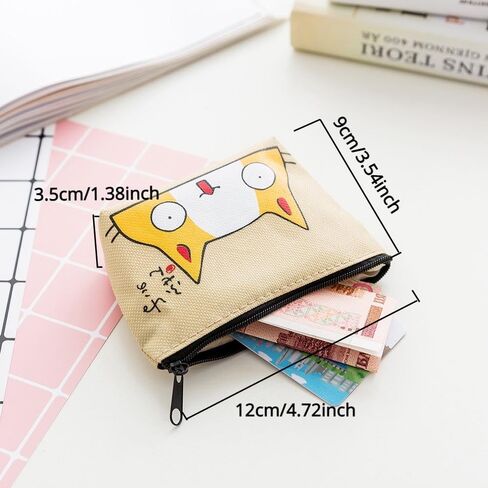 Cat Coin Purses Women Wallets Small Cute Cartoon Animal Card Holder Key Bag Money Bags for Girls (beige) in Saudi Arabia