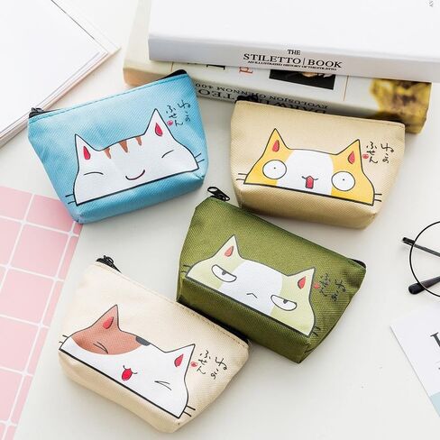 Cat Coin Purses Women Wallets Small Cute Cartoon Animal Card Holder Key Bag Money Bags for Girls (beige) in Saudi Arabia