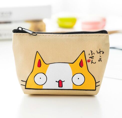 Cat Coin Purses Women Wallets Small Cute Cartoon Animal Card Holder Key Bag Money Bags for Girls (beige) in Saudi Arabia