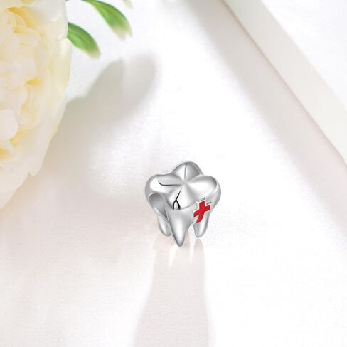 Tooth Charm Tooth jewelry 925 Sterling Silver Dental Assistant Gifts Teeth Jewelry for Women Dentist Gift Teeth Pandora Charm in Saudi Arabia