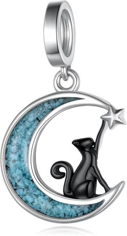 Black Cat Charms 925 Sterling Silver Turquoise Cat Charms Black Cat Jewelry Gifts for Women in Saudi Arabia