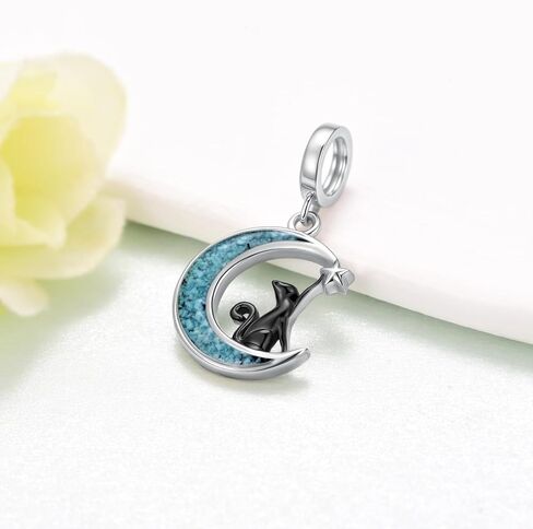 Black Cat Charms 925 Sterling Silver Turquoise Cat Charms Black Cat Jewelry Gifts for Women in Saudi Arabia