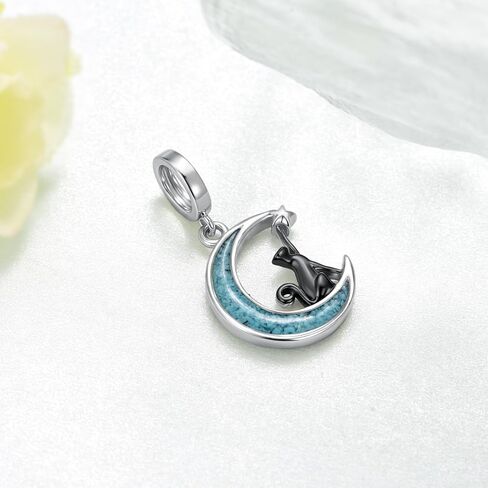 Black Cat Charms 925 Sterling Silver Turquoise Cat Charms Black Cat Jewelry Gifts for Women in Saudi Arabia