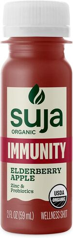 Suja Organic Immunity Elderberry Shot مع نبات البلسان والكركم والزنجبيل، دعم المناعة، جرعة وظيفية، عصير بارد مع البروبيوتيك الحي، نباتي وخالي من الغلوتين (2 أونصة سائلة) in Kuwait