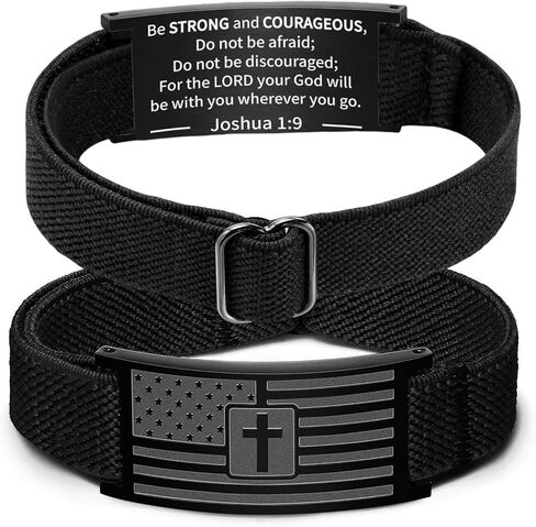 American Flag Cross Bracelet Bible Verse Baptism Gifts for Men Father's Day Gifts for Him Men in Saudi Arabia