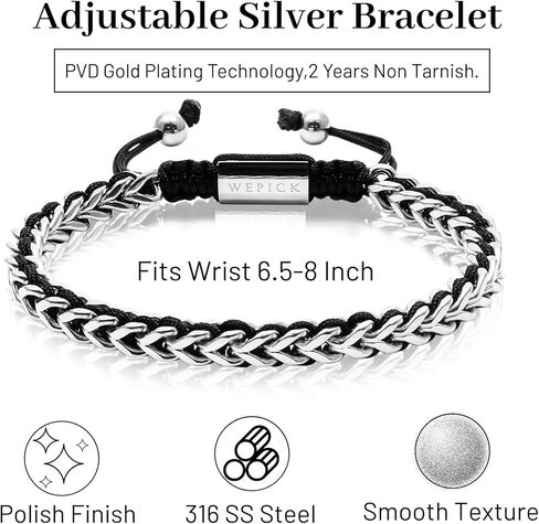 Gold Bracelets for Men 18K Gold Plated Franco Link Chain Stainless Steel Bracelet Adjustable Bracelet Men Non Tarnish in Saudi Arabia
