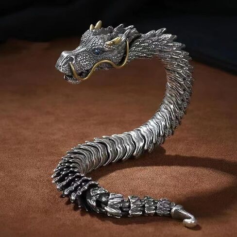 Feng Shui Dragon Bracelet, Vintage 925 Sterling Silver Power and Strength Bracelet for Luck, Success, and Protection, Aztec Gothic Jewelry Gift for Men and Women in Saudi Arabia