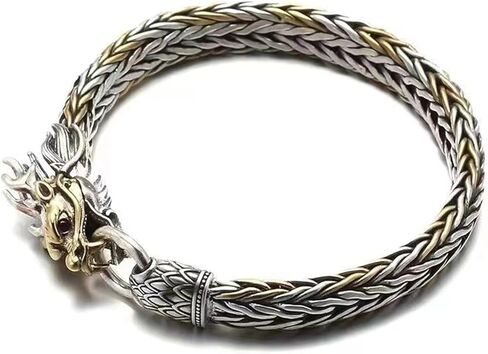 Feng Shui Dragon Bracelet, Vintage 925 Sterling Silver Power and Strength Bracelet for Luck, Success, and Protection, Aztec Gothic Jewelry Gift for Men and Women in Saudi Arabia