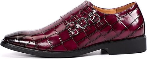 Men's Printed Oxford Dress Shoes,Fashion Metal Buckle Comfortable Pull-on Pointed-Toe Formal Shoes Business Wedding Slip-on Loafers for Men in Saudi Arabia
