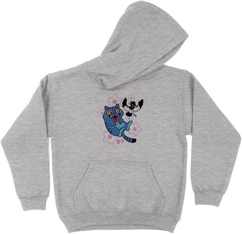 Silly Blue Cat and Crow Kids Hoodie Sweatshirt Youth in Saudi Arabia