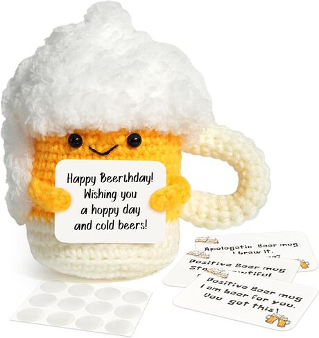 LotFancy Mini Positive Crochet Animals, Friend Birthday Gifts for Women, Handmade Emotional Support Crochet, Small Funny Gifts with DIY Message Card, Knitted Cute Stuff Decor in Kuwait