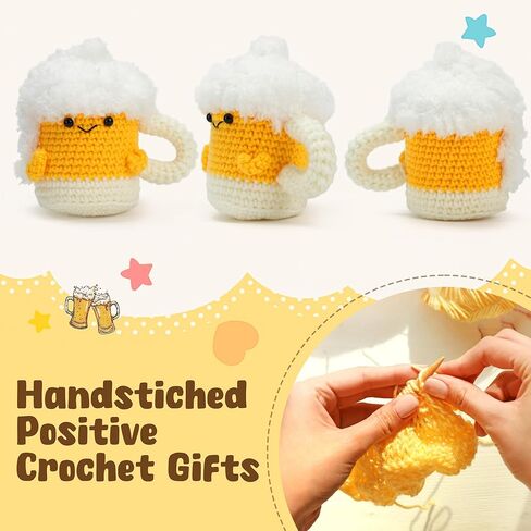 LotFancy Mini Positive Crochet Animals, Friend Birthday Gifts for Women, Handmade Emotional Support Crochet, Small Funny Gifts with DIY Message Card, Knitted Cute Stuff Decor in Kuwait