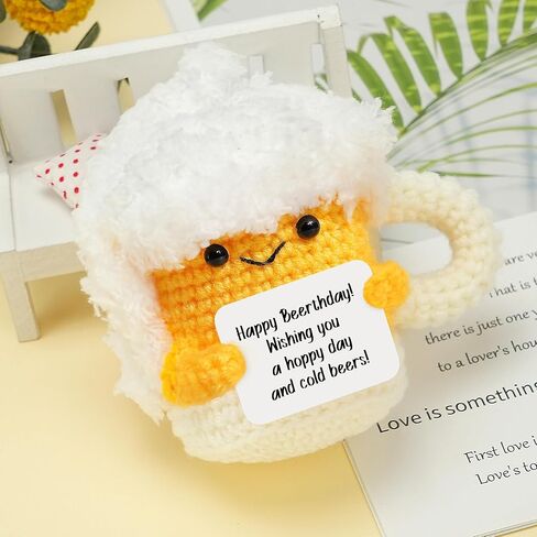 LotFancy Mini Positive Crochet Animals, Friend Birthday Gifts for Women, Handmade Emotional Support Crochet, Small Funny Gifts with DIY Message Card, Knitted Cute Stuff Decor in Kuwait