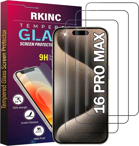 RKINC Screen Protector [3-Pack] for iPhone 15 6.1-Inch, Tempered Glass Film Screen Protector, 0.33mm [LifetimeWarranty][Bubble-Free][Anti-Scratch][Anti-Shatter] in Saudi Arabia