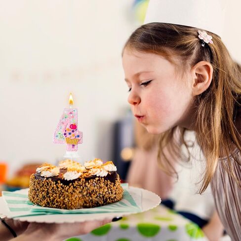 شموع عيد الميلاد - شموع أرقام الآيس كريم، شموع أرقام لحفلات الفتيات، تزيين الكيك الوردي لأعياد الميلاد واحتفالات الذكرى السنوية (آيس كريم وردي، 4) in Kuwait