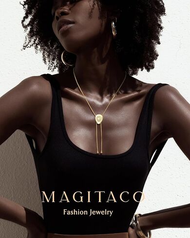 Magitaco Adjustable Lariat Long Necklace, Cowboy Hat Bolo Tie for Women, 14k Gold Plated & Sliver Color Western Cowgirl Accessories Elegant Y Shaped Fashion Jewelry in Saudi Arabia