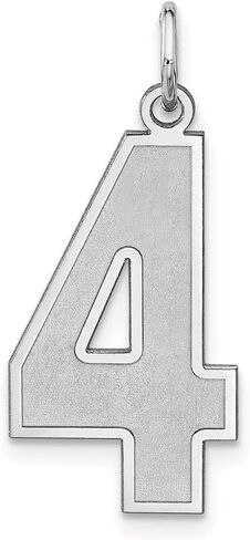 925 Sterling Silver with Rhodium-plated Satin Number 0 to 100 Charm Pendant in Saudi Arabia