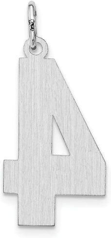 925 Sterling Silver with Rhodium-plated Satin Number 0 to 100 Charm Pendant in Saudi Arabia