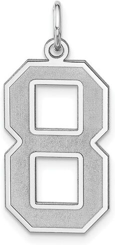 925 Sterling Silver with Rhodium-plated Satin Number 0 to 100 Charm Pendant in Saudi Arabia