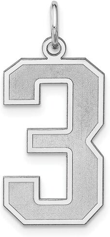 925 Sterling Silver with Rhodium-plated Satin Number 0 to 100 Charm Pendant in Saudi Arabia