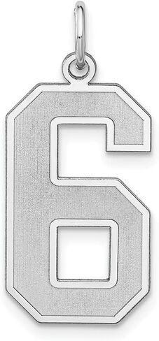 925 Sterling Silver with Rhodium-plated Satin Number 0 to 100 Charm Pendant in Saudi Arabia