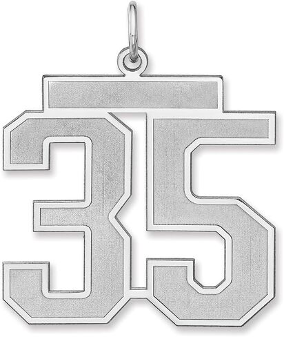 925 Sterling Silver with Rhodium-plated Satin Number 0 to 100 Charm Pendant in Saudi Arabia