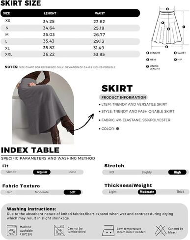 Sophisticated Charcoal High-Waist A-Line Skirt - Elegant Stretch Midi Length Women's Versatile Wear in Saudi Arabia