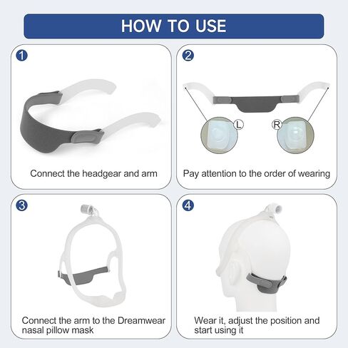 أغطية رأس مطورة متوافقة مع قناع وسادة الأنف من Dreamwear - عبوة من قطعتين من حزام الرأس مع خطاف وحلقة قوية، غطاء رأس بديل سهل الضبط مع أذرع لأغطية الرأس Dreamwear in Saudi Arabia
